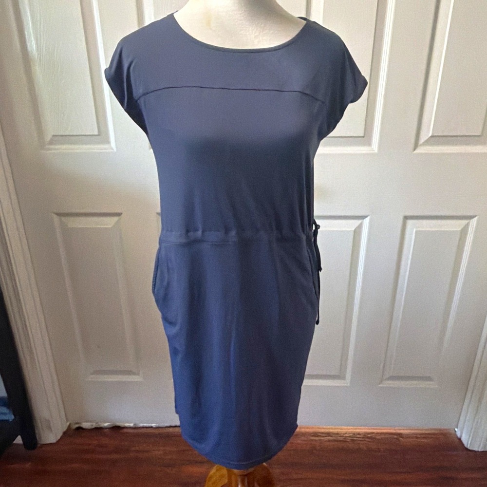 Columbia Womens XS Blue Drawstring Waist Dress Pockets Stretch Travel Casual